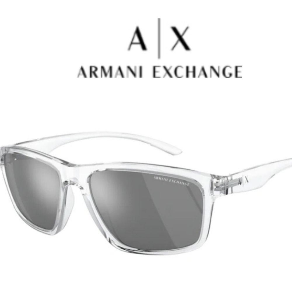Armani Exchange AX4122S-83336G 59 Sunglasses- Shiny Crystal/Grey Mirrored Silver